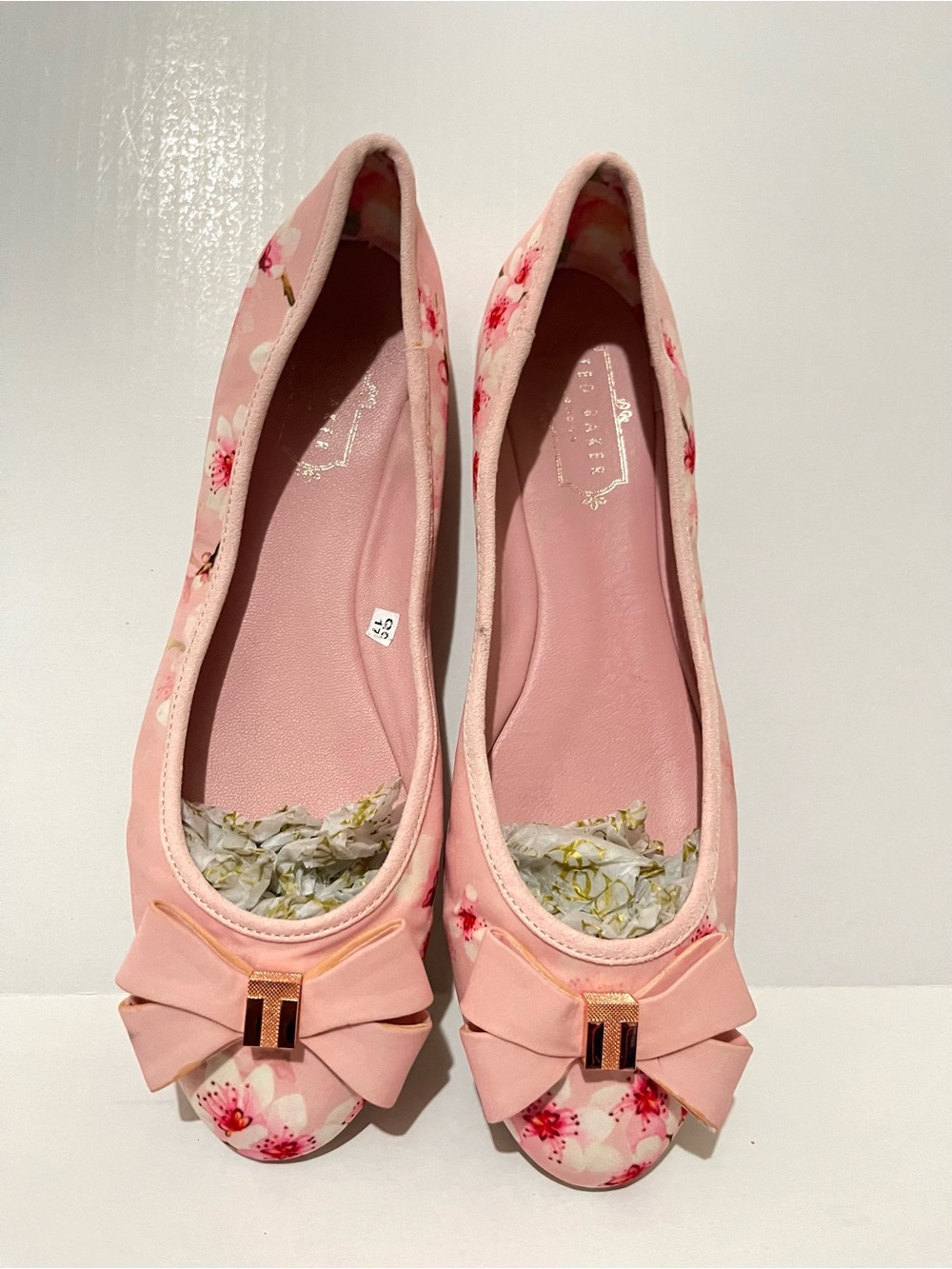 Ted Baker Pink Floral Bow Ballet Flats - Women